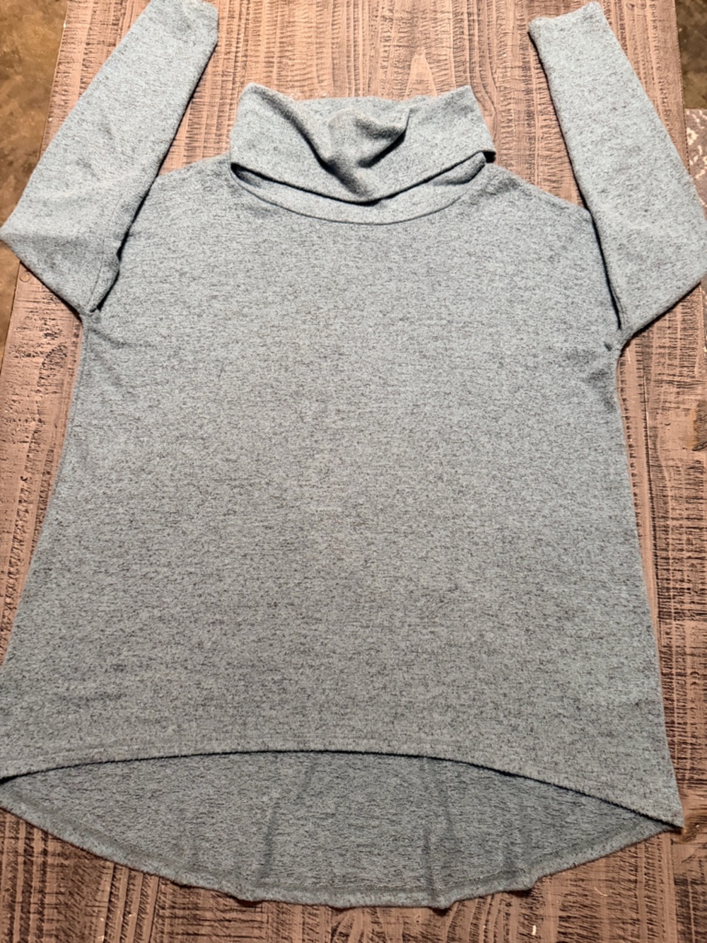 Cupio Heather Grayish Blue Green Knit Turtleneck Top